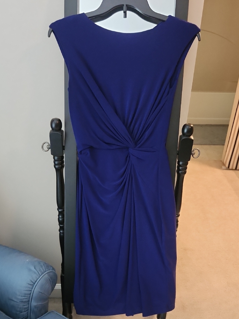 Ralph Lauren Sleeveless Twist-Front Midi Dress in Royal Blue/purple